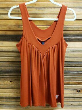 UT Austin Longhorns Burnt Orange Pleated Tunic Tank Top Size L